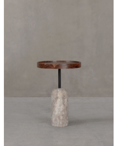 Acacia and Marble Side Table | Capri Beige