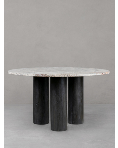 Nobu Marble Dining Table Round | Forest Brown
