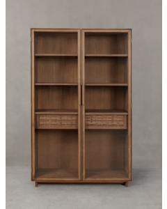 Java Glass Cabinet with Teak Weave